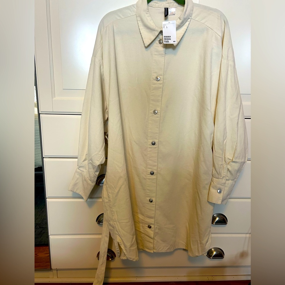 BNWT H&H ivory corduroy dress size L